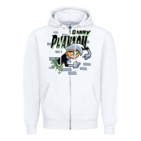 White Danny Phantom Coming Through Brick Wall Zipper Hoodie - InspiraDesign