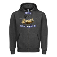 Charcoal Heather ARMY CH-47 CHINOOK HELICOPTER Zipper Hoodie - InspiraDesign