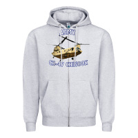 Heather Grey ARMY CH-47 CHINOOK HELICOPTER Zipper Hoodie - InspiraDesign