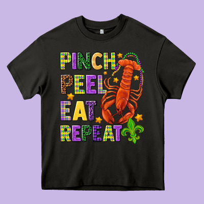 Pinch Peel Eat Repeat Crawfish Heavy Core Tee Designed By Howdyjamesfarm