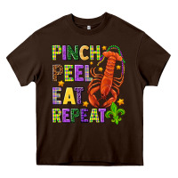 Chocolate Brown Pinch peel eat repeat crawfish Heavy Core Tee - HowdyJamesFarm