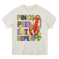 Cream Pinch peel eat repeat crawfish Heavy Core Tee - HowdyJamesFarm