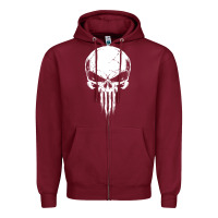 Burgundy the punisher Zipper Hoodie - ArtChic