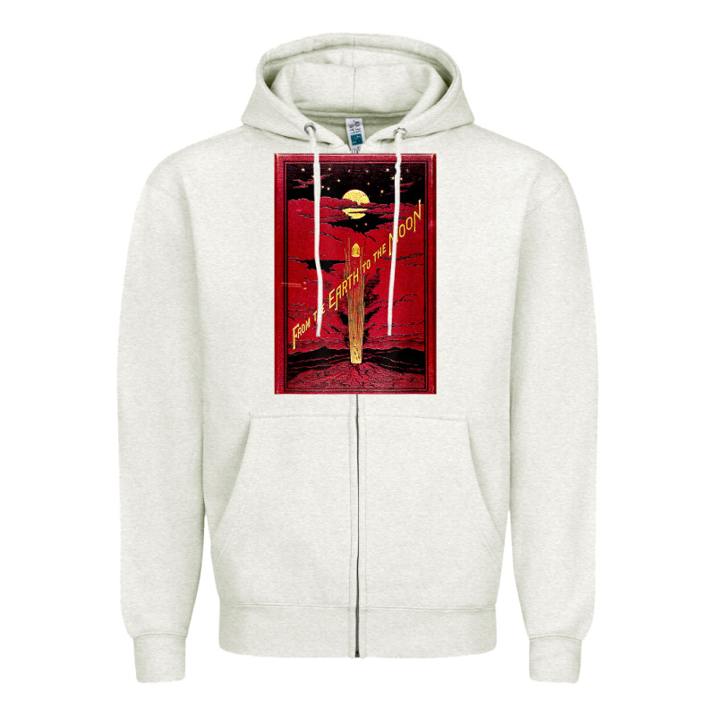 From The Earth To The Moon Jules Verne Book Cover Design Zipper Hoodie by ArtChic | Teevron