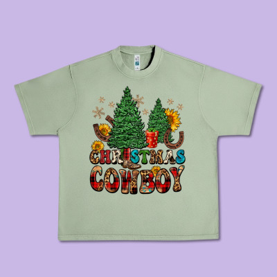 Christmas Cowboy Urban Heavy Tee Designed By Fadigitalartstudio