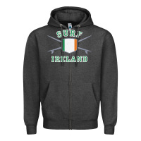 Charcoal Heather ireland surfing hoodie  irish flag surfboards design Zipper Hoodie - ArtChic