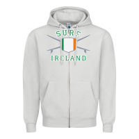 Dove Grey ireland surfing hoodie  irish flag surfboards design Zipper Hoodie - ArtChic