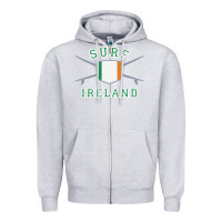 Heather Grey ireland surfing hoodie  irish flag surfboards design Zipper Hoodie - ArtChic