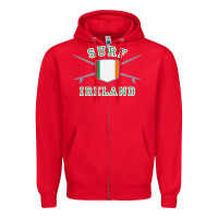 Red ireland surfing hoodie  irish flag surfboards design Zipper Hoodie - ArtChic