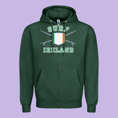 Ireland Surfing Hoodie  Irish Flag Surfboards Design Zipper Hoodie Designed By Artchic