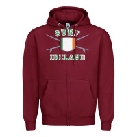 Burgundy ireland surfing hoodie  irish flag surfboards design Zipper Hoodie - ArtChic