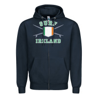 Navy ireland surfing hoodie  irish flag surfboards design Zipper Hoodie - ArtChic
