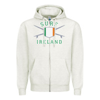 Oatmeal Heather ireland surfing hoodie  irish flag surfboards design Zipper Hoodie - ArtChic