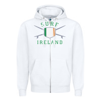 White ireland surfing hoodie  irish flag surfboards design Zipper Hoodie - ArtChic