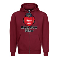 Burgundy resto, black bear diner Zipper Hoodie - ArtChic