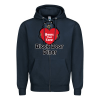 Navy resto, black bear diner Zipper Hoodie - ArtChic