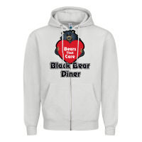 Dove Grey resto, black bear diner Zipper Hoodie - ArtChic