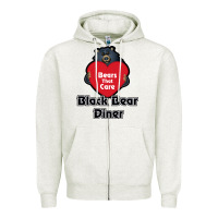 Oatmeal Heather resto, black bear diner Zipper Hoodie - ArtChic