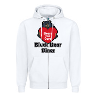 White resto, black bear diner Zipper Hoodie - ArtChic