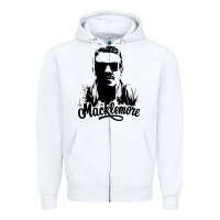White macklemore portrait Zipper Hoodie - ArtChic
