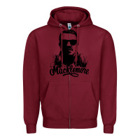Burgundy macklemore portrait Zipper Hoodie - ArtChic