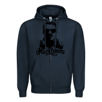Navy macklemore portrait Zipper Hoodie - ArtChic