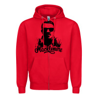 Red macklemore portrait Zipper Hoodie - ArtChic