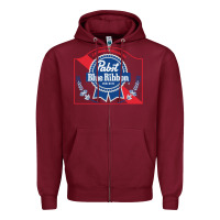 Burgundy pabst blue ribbon 1 Zipper Hoodie - ArtChic