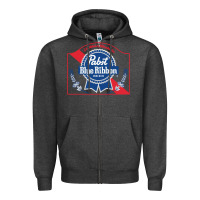 Charcoal Heather pabst blue ribbon 1 Zipper Hoodie - ArtChic