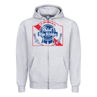Heather Grey pabst blue ribbon 1 Zipper Hoodie - ArtChic