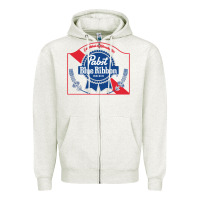Oatmeal Heather pabst blue ribbon 1 Zipper Hoodie - ArtChic