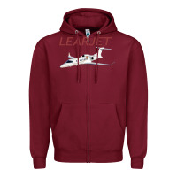 Burgundy learjet airplane flying pilot long sleeve t shirt Zipper Hoodie - ArtChic