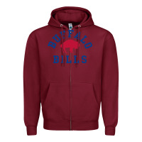 Burgundy vintage distressed bill Zipper Hoodie - ArtChic