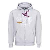 Heather Grey if the broom fit fly it Zipper Hoodie - ArtChic