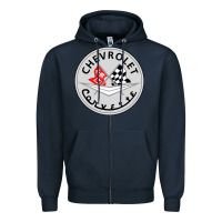 Navy #corvette Zipper Hoodie - ArtChic