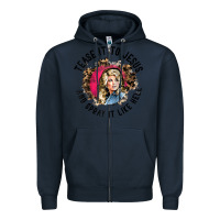 Navy tease it to jesus and spray it like hell leopard western raglan baseba Zipper Hoodie - ArtChic