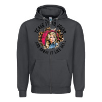 Smoke tease it to jesus and spray it like hell leopard western raglan baseba Zipper Hoodie - ArtChic