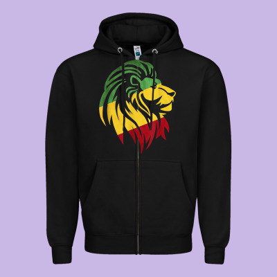 Lion Of Judah Reggae, Rasta, Ethiopia Jamaican Roots Zipper Hoodie Designed By Artchic