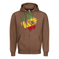 Chestnut Lion of Judah Reggae, Rasta, Ethiopia Jamaican Roots Zipper Hoodie - ArtChic