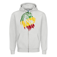 Dove Grey Lion of Judah Reggae, Rasta, Ethiopia Jamaican Roots Zipper Hoodie - ArtChic