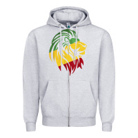 Heather Grey Lion of Judah Reggae, Rasta, Ethiopia Jamaican Roots Zipper Hoodie - ArtChic