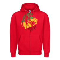 Red Lion of Judah Reggae, Rasta, Ethiopia Jamaican Roots Zipper Hoodie - ArtChic