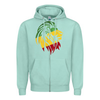 Seafoam Lion of Judah Reggae, Rasta, Ethiopia Jamaican Roots Zipper Hoodie - ArtChic
