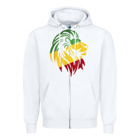 White Lion of Judah Reggae, Rasta, Ethiopia Jamaican Roots Zipper Hoodie - ArtChic