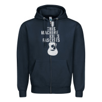 Navy This Machine Kills Fascists Zipper Hoodie - ArtChic