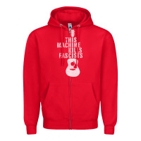 Red This Machine Kills Fascists Zipper Hoodie - ArtChic