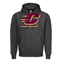 Charcoal Heather The central michigan of chippewas Zipper Hoodie - ArtChic