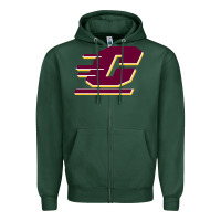 Sports Green The central michigan of chippewas Zipper Hoodie - ArtChic