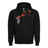 Black banksy headshot butterfly Zipper Hoodie - ArtChic