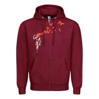 Burgundy banksy headshot butterfly Zipper Hoodie - ArtChic
